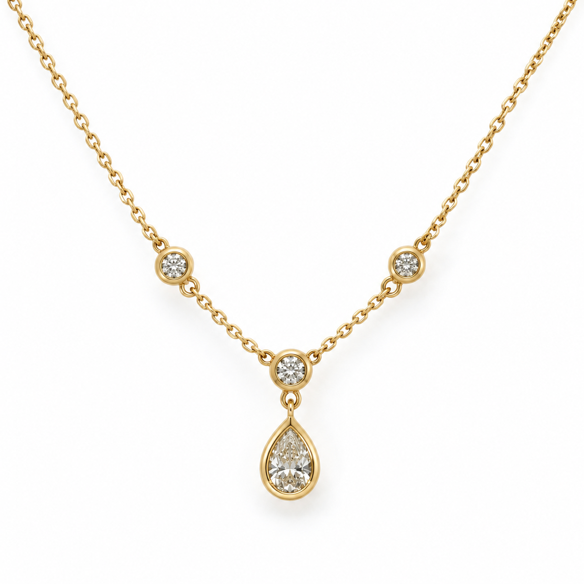 18ct Yellow Gold Diamond Teardrop Pendant