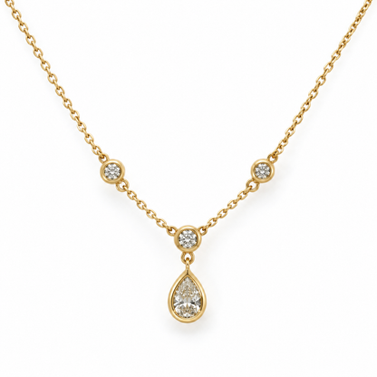 18ct Yellow Gold Diamond Teardrop Pendant