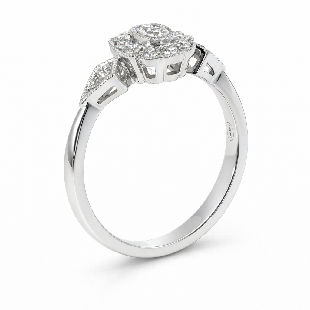 18ct White Gold Diamond Cluster Ring