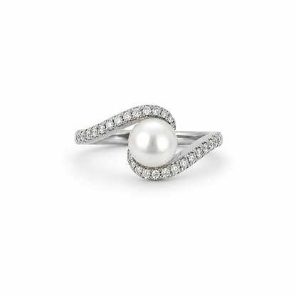 18ct Pearl &amp; 0.20ct Diamond Ring