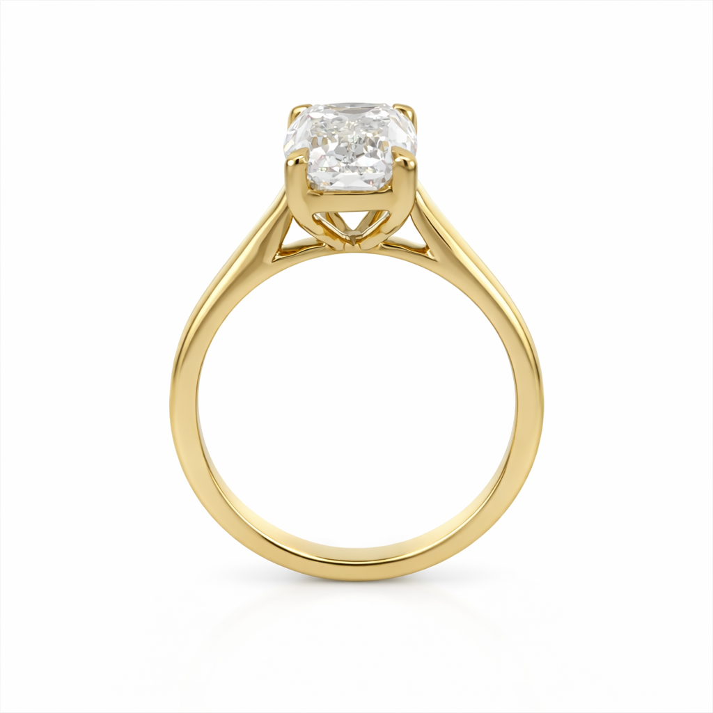 Lab-Grown Criss-Cut Emerald Diamond Ring in 18ct Yellow Gold