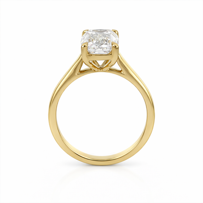 Lab-Grown Criss-Cut Emerald Diamond Ring in 18ct Yellow Gold