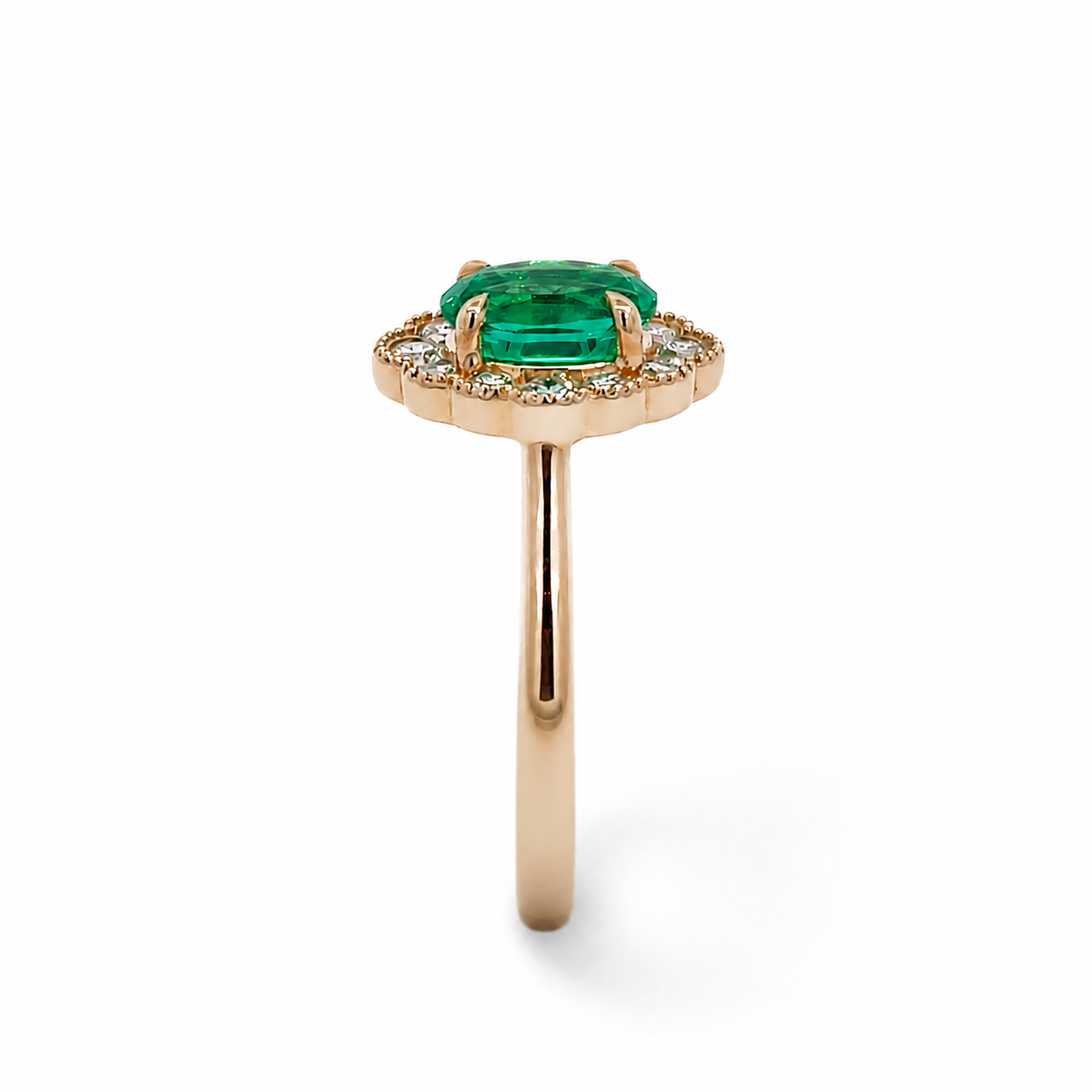 9ct Lab-Grown Emerald &amp; Lab-Grown Diamond Ring