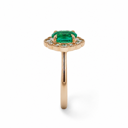 9ct Lab-Grown Emerald &amp; Lab-Grown Diamond Ring