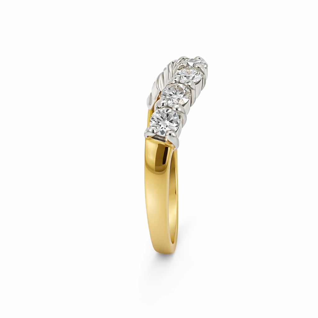 18ct Gold Diamond Curved Band