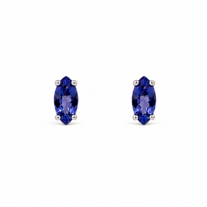 9ct White Gold Tanzanite Marquise Stud Earrings