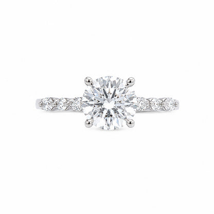 Lab-Grown Diamond Marquise &amp; Round Platinum Engagement Ring