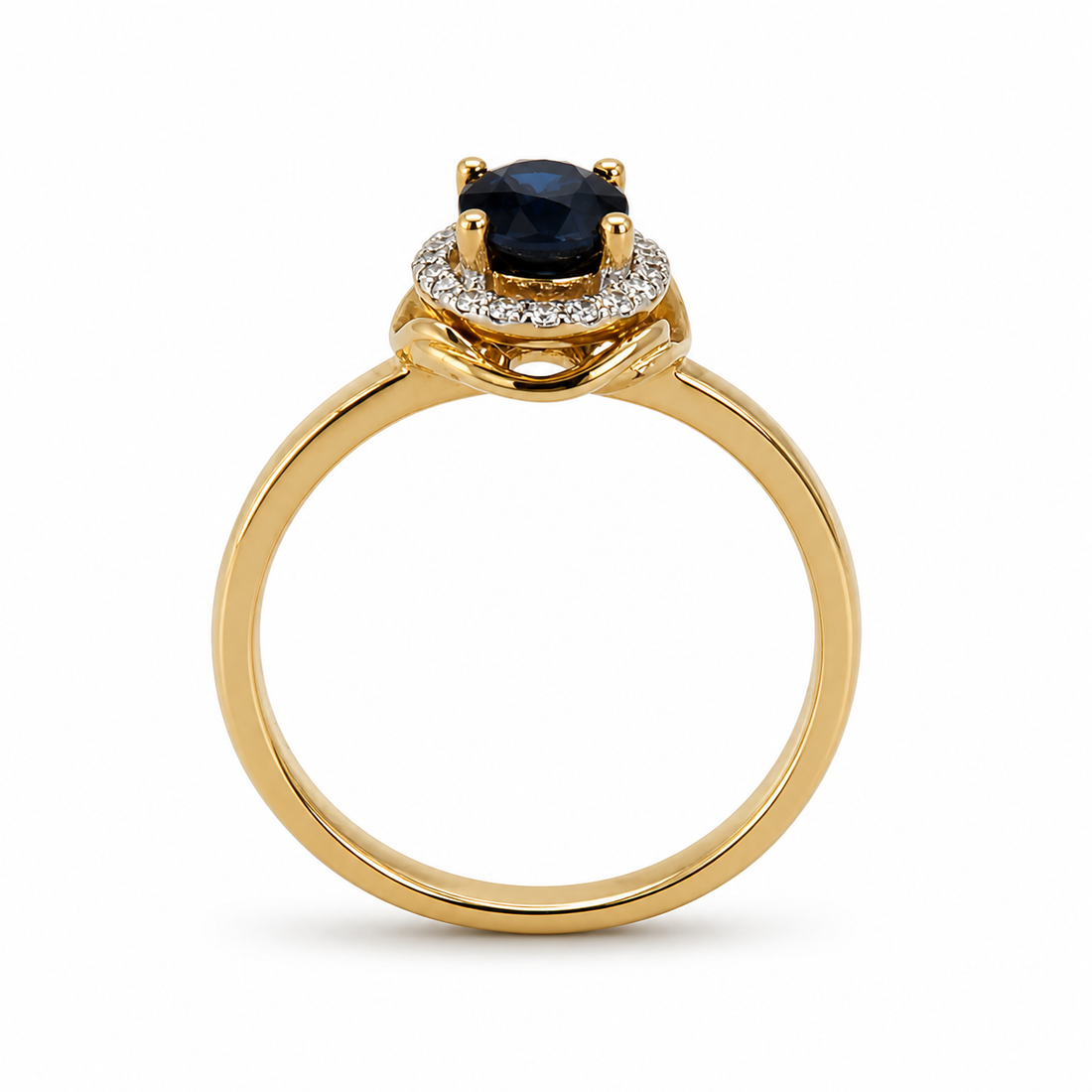 9ct Yellow Gold Oval Sapphire &amp; Diamond Ring
