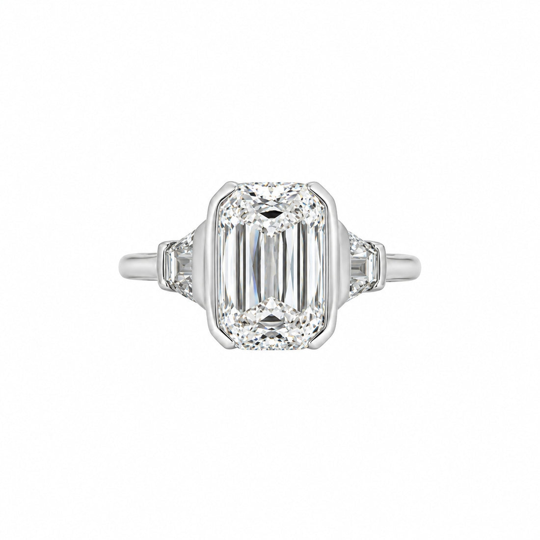 Lab-Grown Diamond Crisscut Emerald &amp; Trapezoid Three-Stone Ring