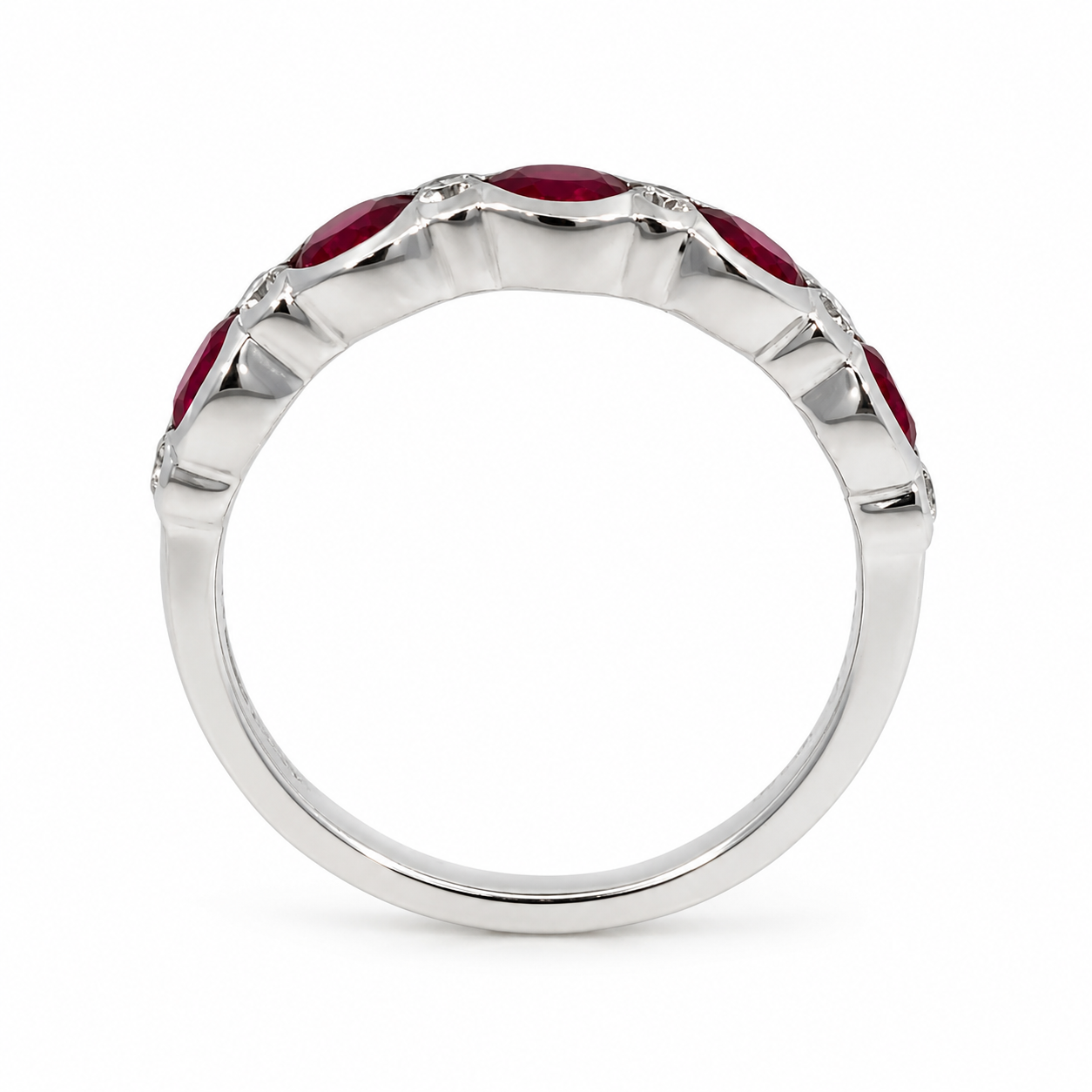 18ct Ruby &amp; Diamond Half Eternity Ring