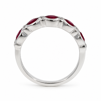 18ct Ruby &amp; Diamond Half Eternity Ring