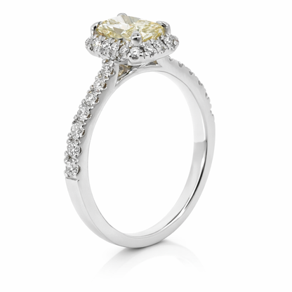 1.52ct Lab-Grown Yellow Diamond Halo Engagement Ring 18ct