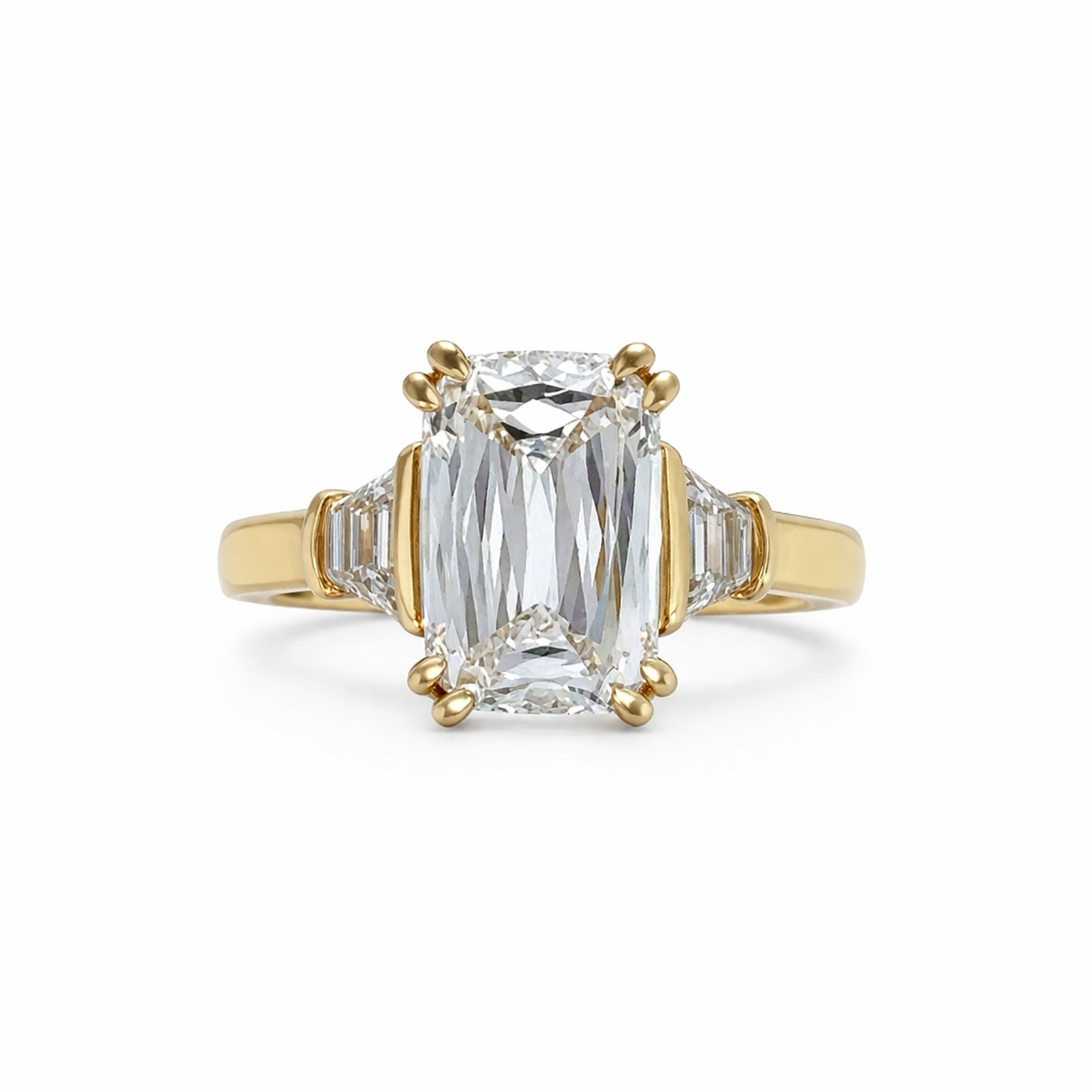 Lab-Grown Diamond Crisscut Emerald &amp; Trapezoid Three-Stone Ring