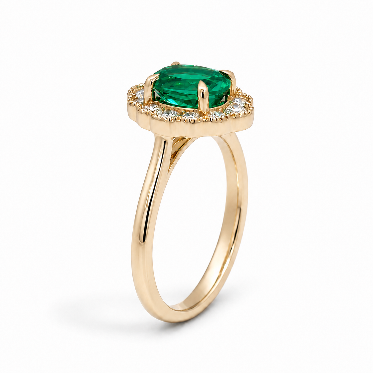 9ct Lab-Grown Emerald &amp; Lab-Grown Diamond Ring