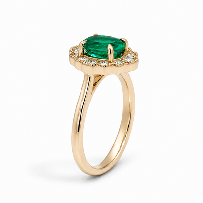 9ct Lab-Grown Emerald &amp; Lab-Grown Diamond Ring