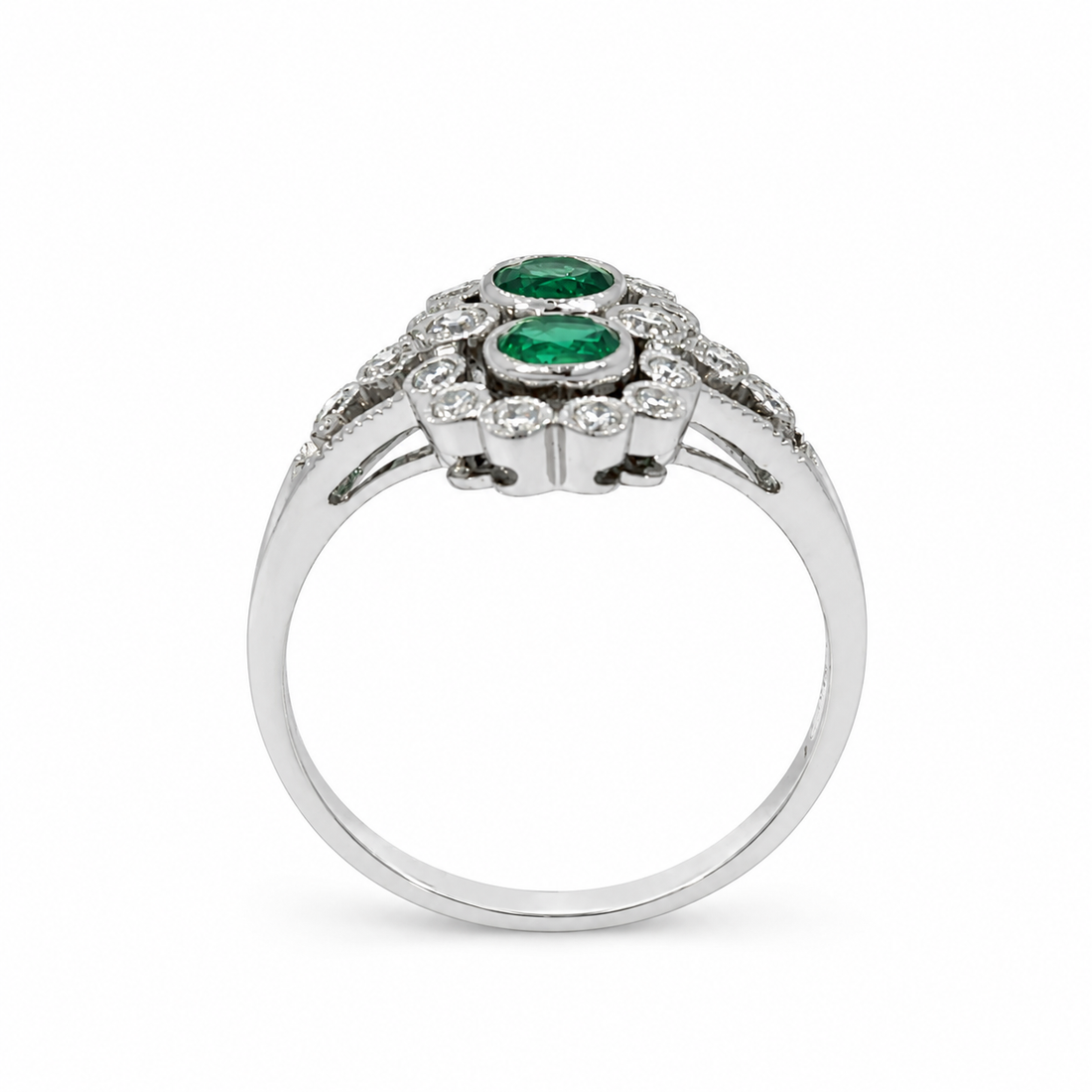 18ct Emerald and Diamond Cluster Ring