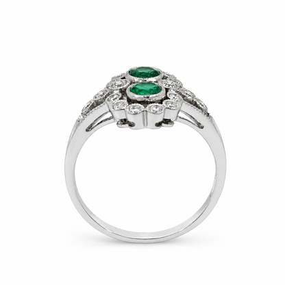 18ct Emerald and Diamond Cluster Ring