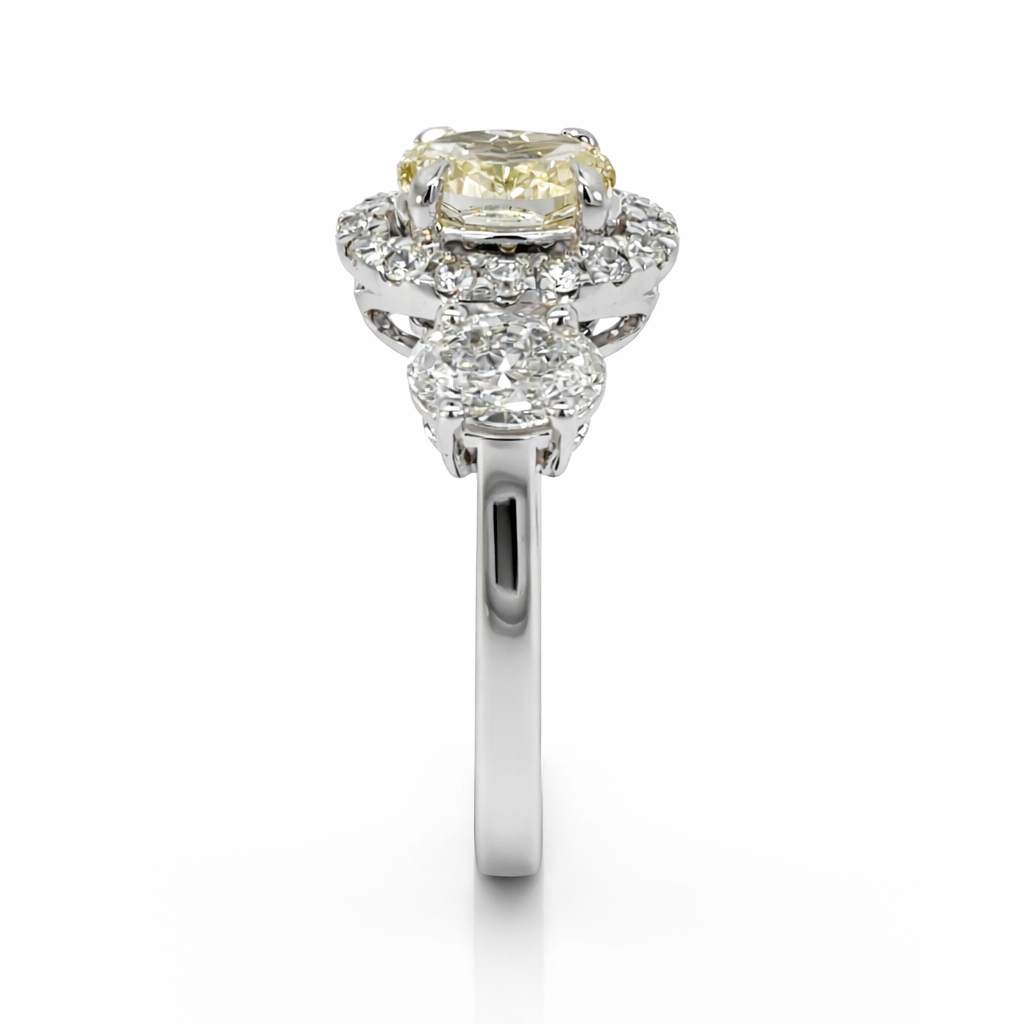 18ct Gold Lab-Grown Yellow Oval Diamond Halo Engagement Ring