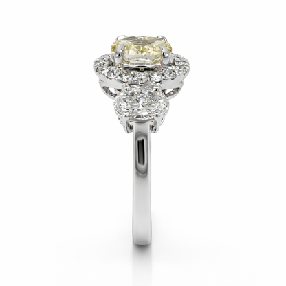 18ct Gold Lab-Grown Yellow Oval Diamond Halo Engagement Ring