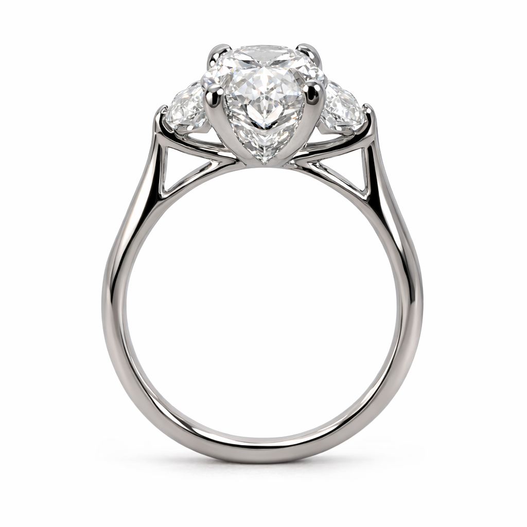 2.56ct Oval &amp; Half Moon Lab-Grown Diamond Ring
