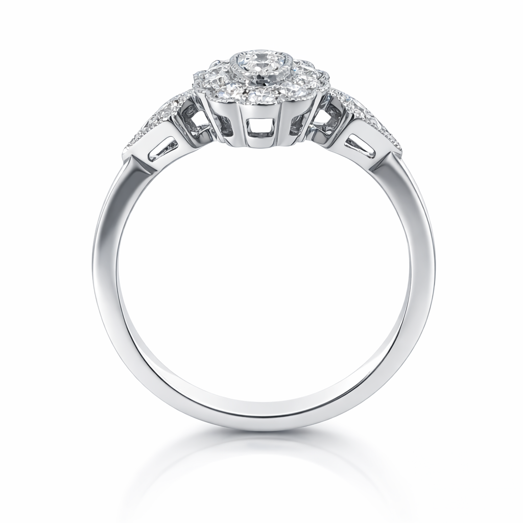 18ct White Gold Diamond Cluster Ring