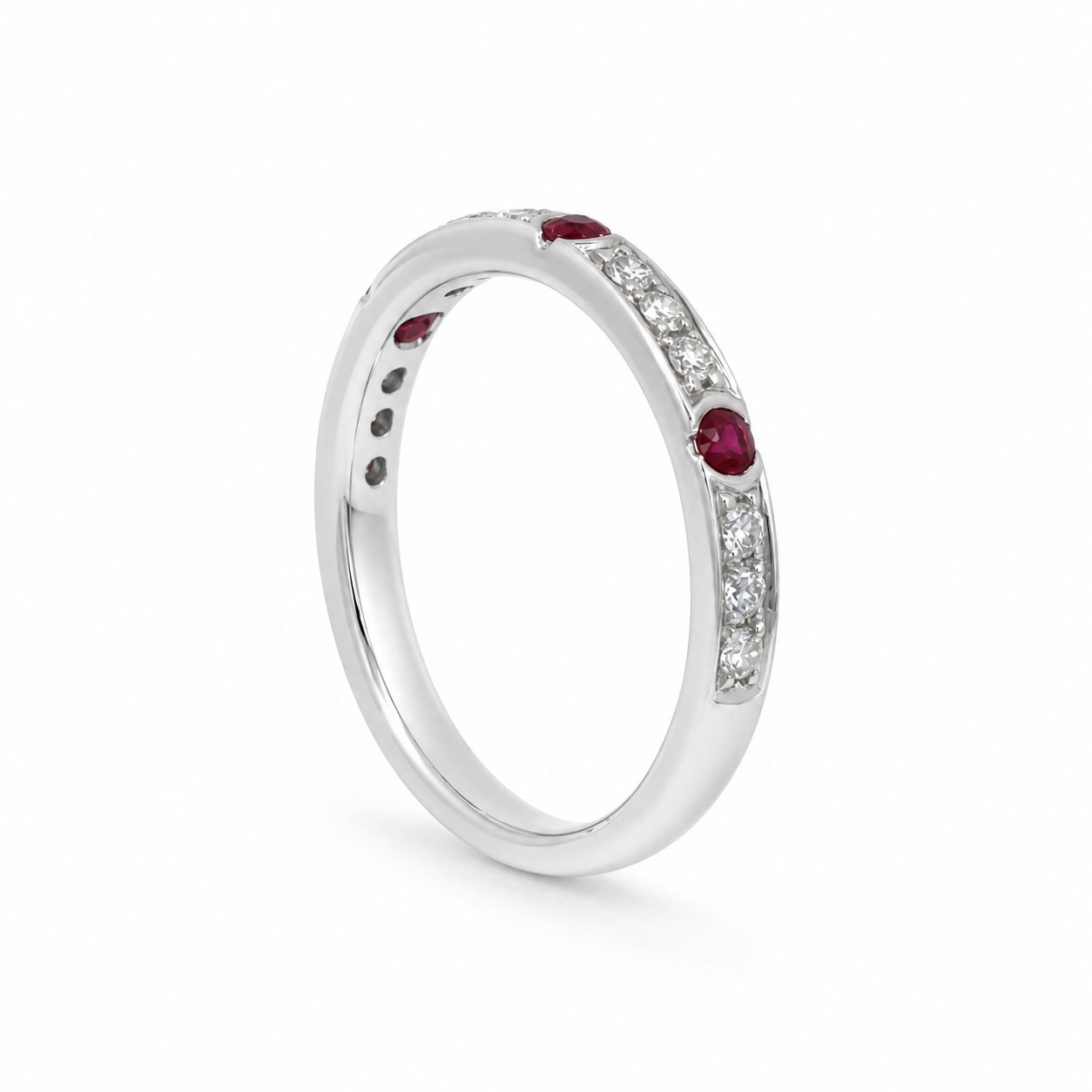18ct Ruby &amp; Diamond Half Eternity Ring