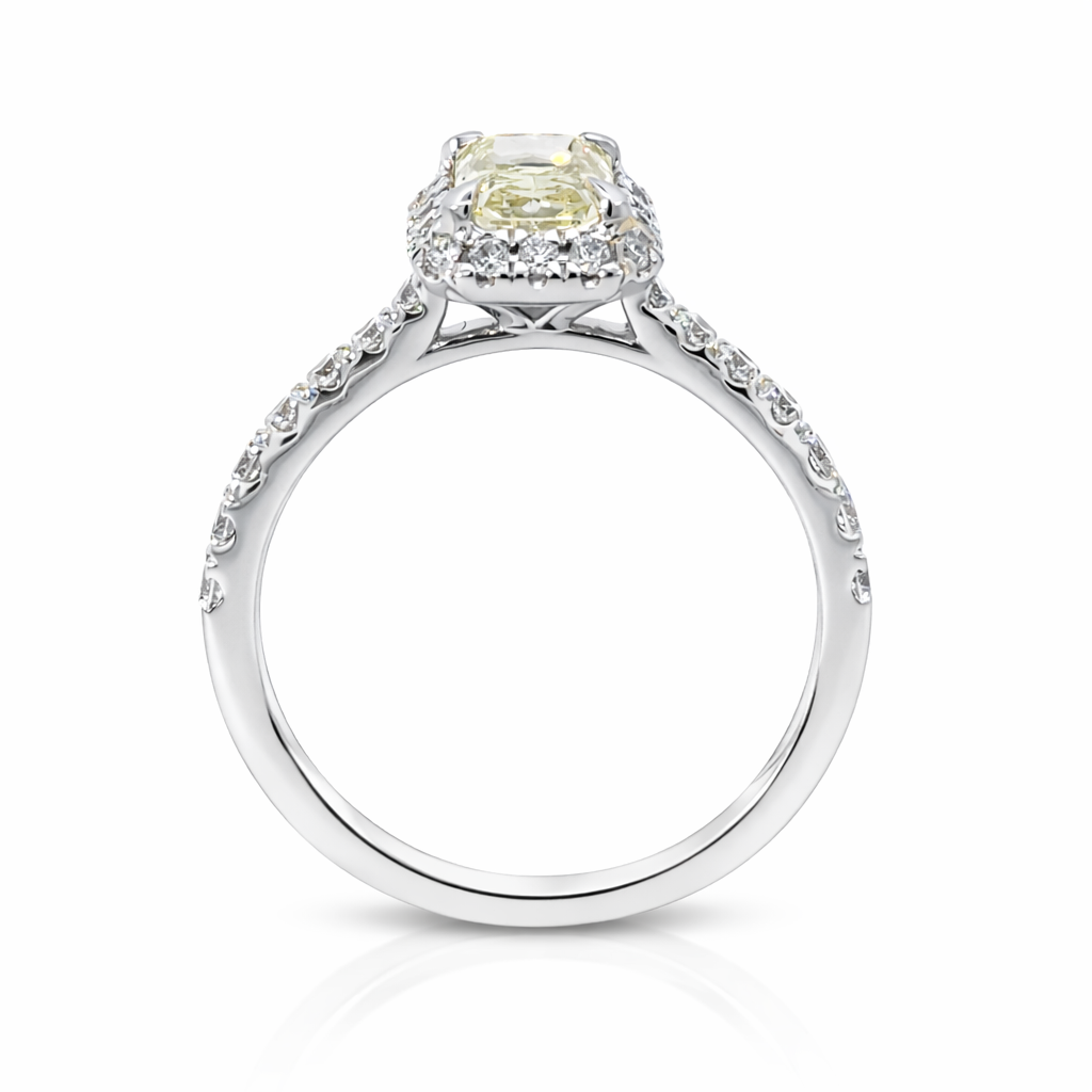 1.52ct Lab-Grown Yellow Diamond Halo Engagement Ring 18ct