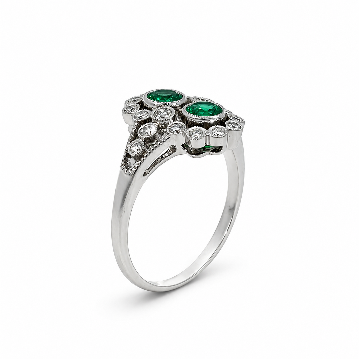 18ct Emerald and Diamond Cluster Ring