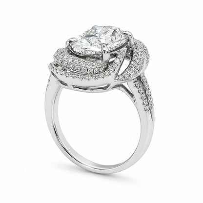18ct White Gold Oval Lab-Grown Diamond Halo Ring
