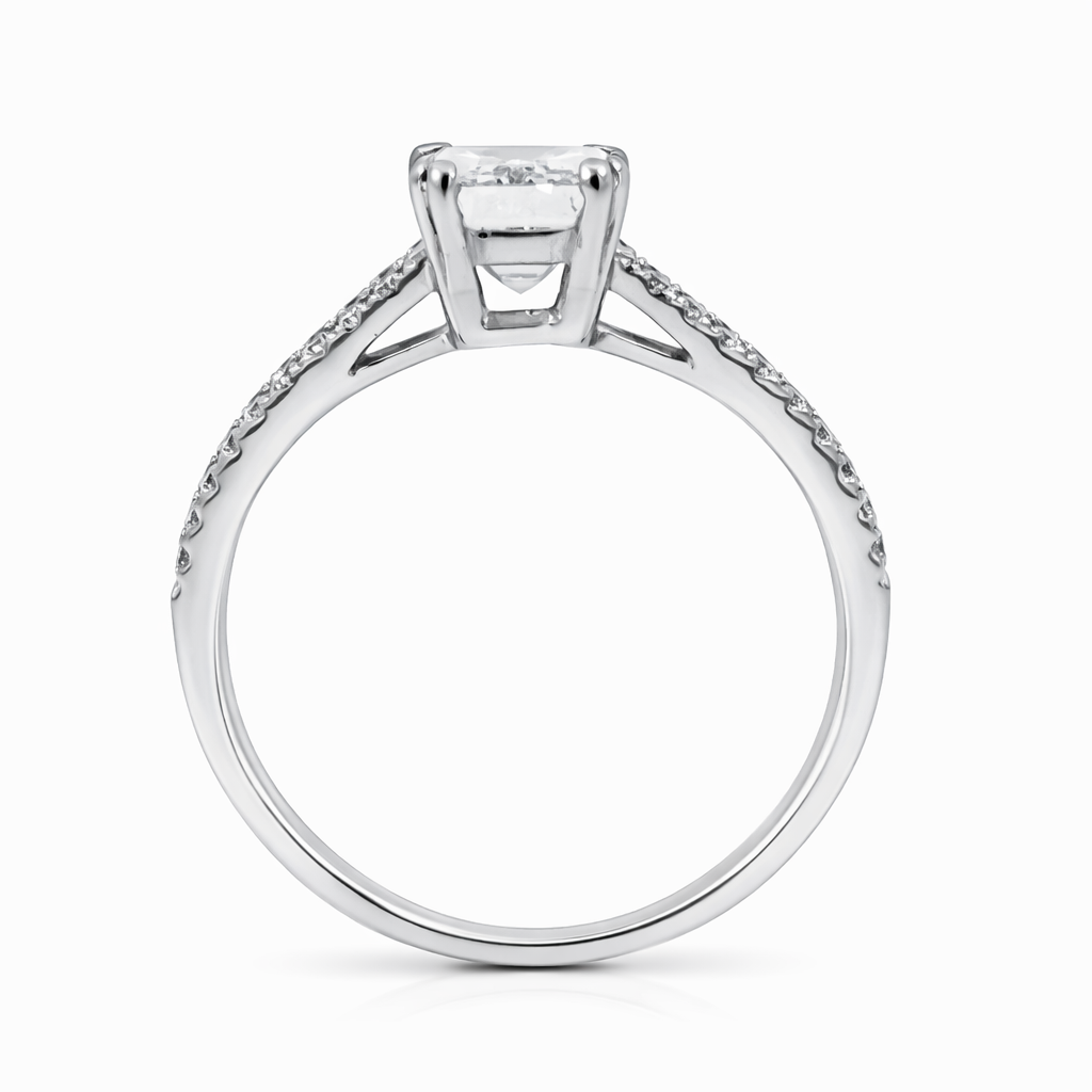 Platinum Emerald-Cut Diamond Ring