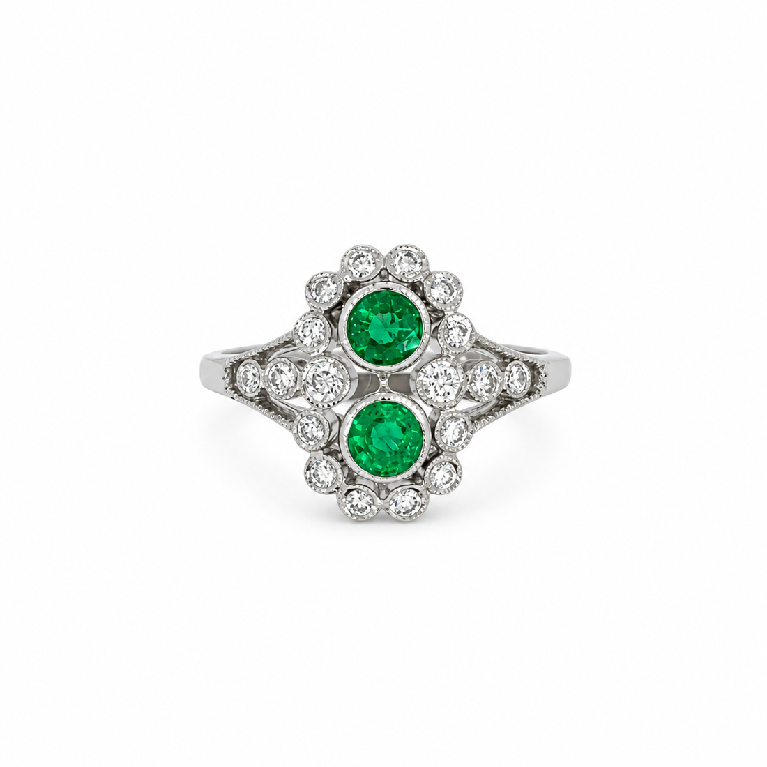 18ct Emerald and Diamond Cluster Ring