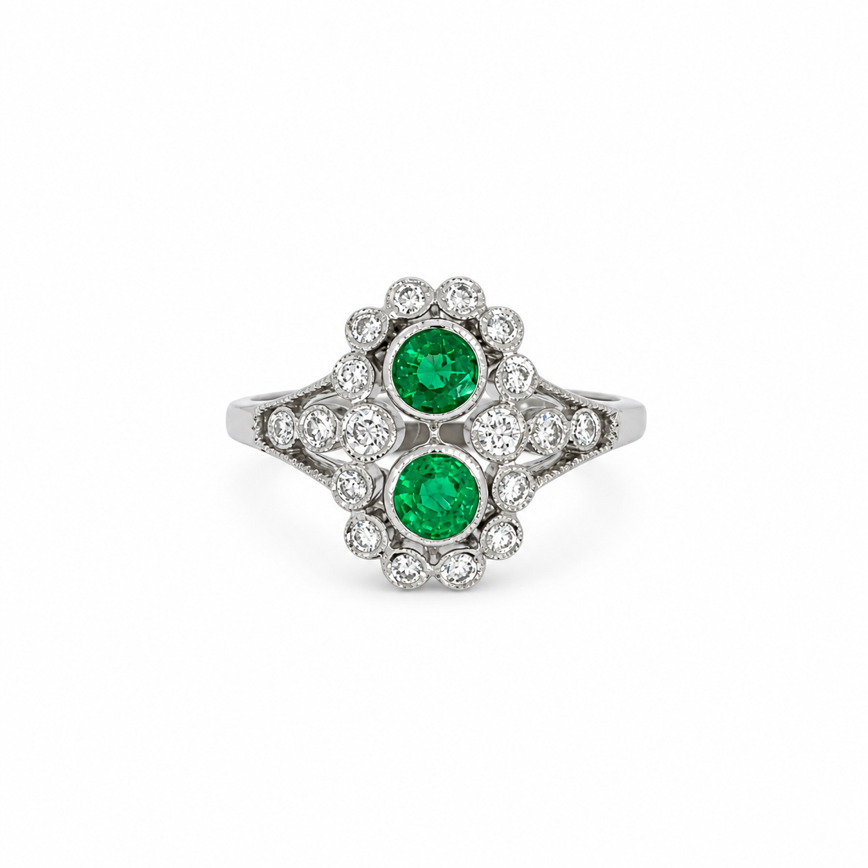 18ct Emerald and Diamond Cluster Ring