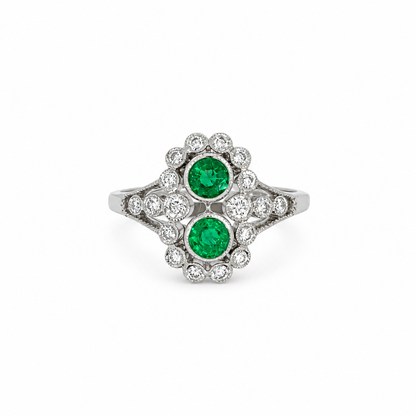 18ct Emerald and Diamond Cluster Ring