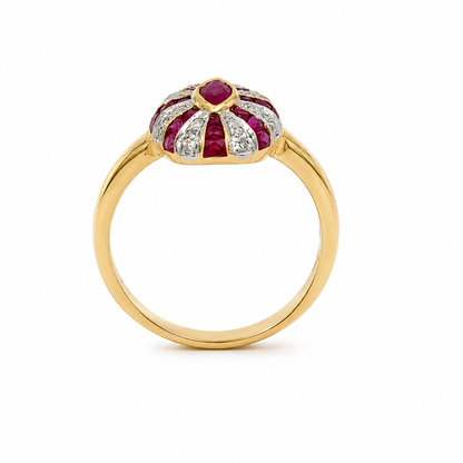 9ct Ruby &amp; Diamond Sunburst Ring