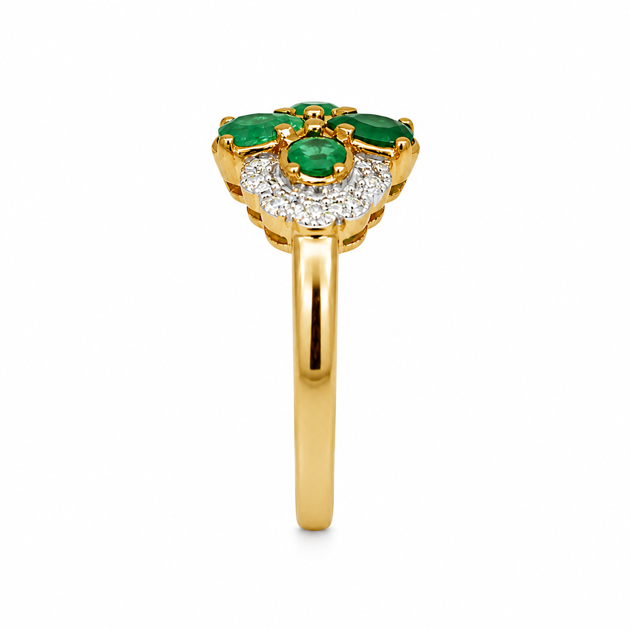 9ct Gold Emerald &amp; Diamond Cluster Ring