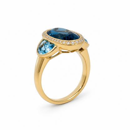 18ct Sapphire, Aquamarine &amp; Diamond
