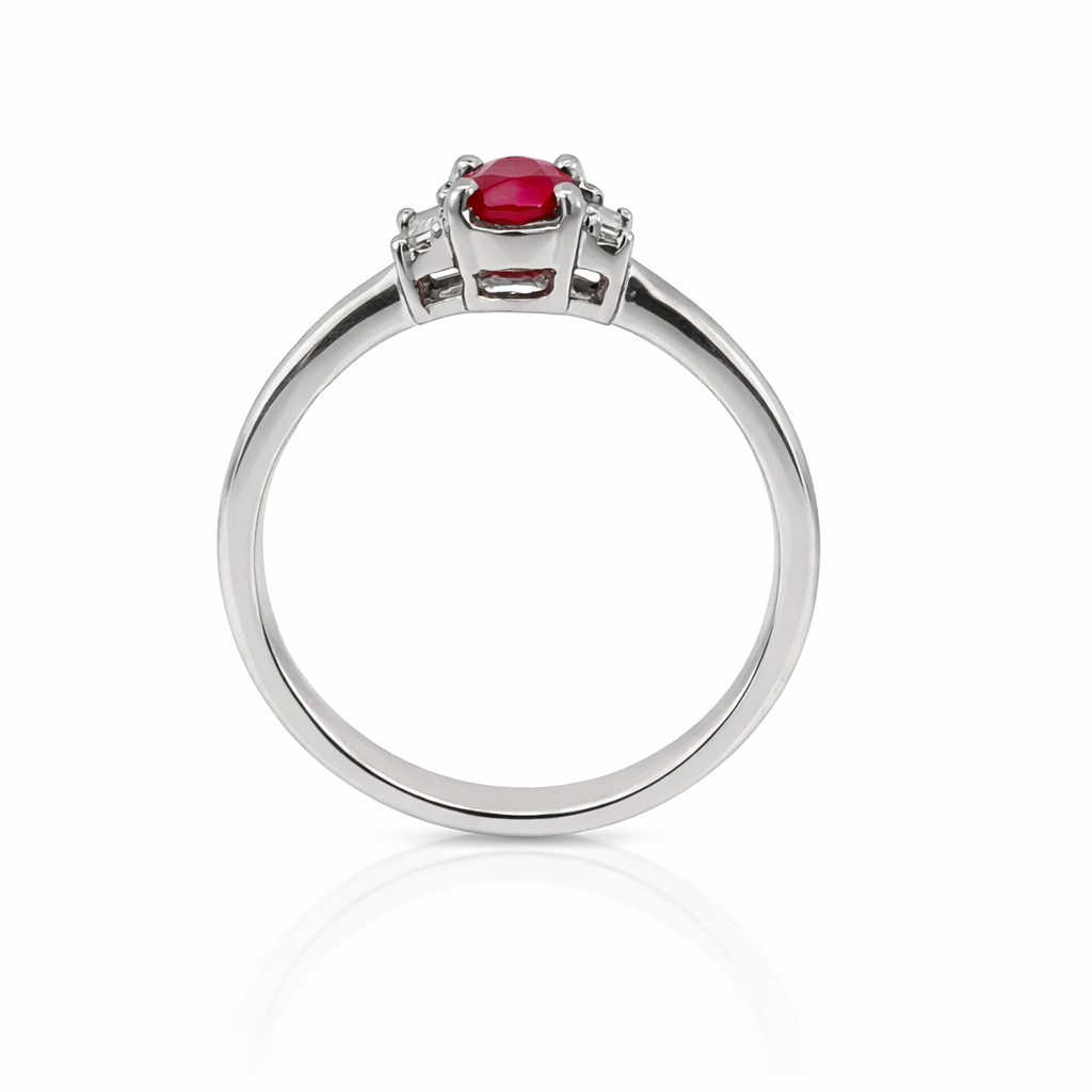 Elegant Ruby &amp; Diamond Three-Stone Ring 18ct