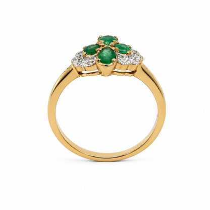 9ct Gold Emerald &amp; Diamond Cluster Ring