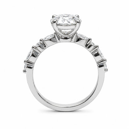 Lab-Grown Diamond Marquise &amp; Round Platinum Engagement Ring