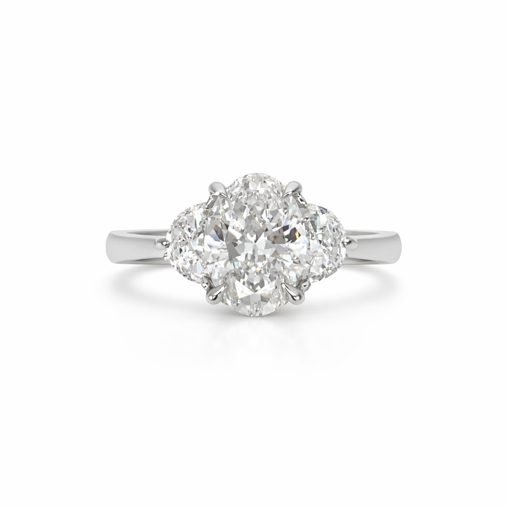 2.56ct Oval &amp; Half Moon Lab-Grown Diamond Ring