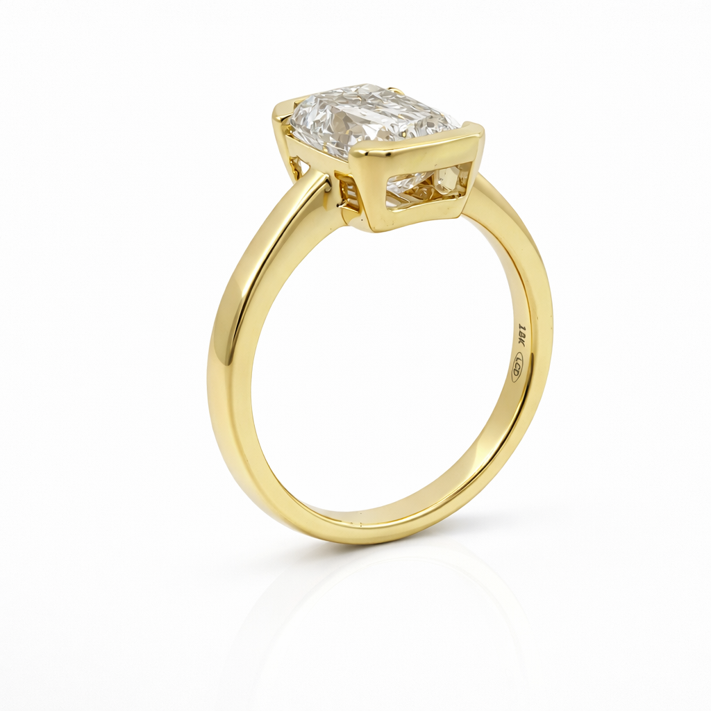Lab-Grown Criss Cut Emerald Diamond Ring – 2.57ct | 18ct Yellow Gold
