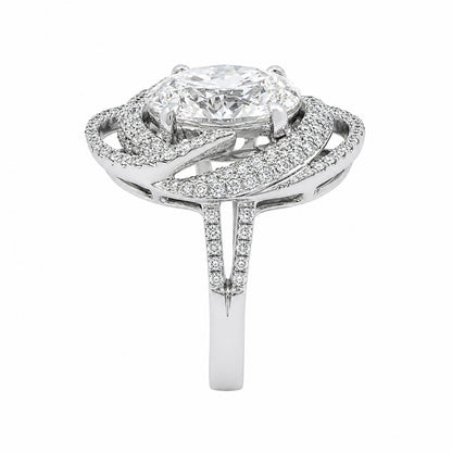 18ct White Gold Oval Lab-Grown Diamond Halo Ring