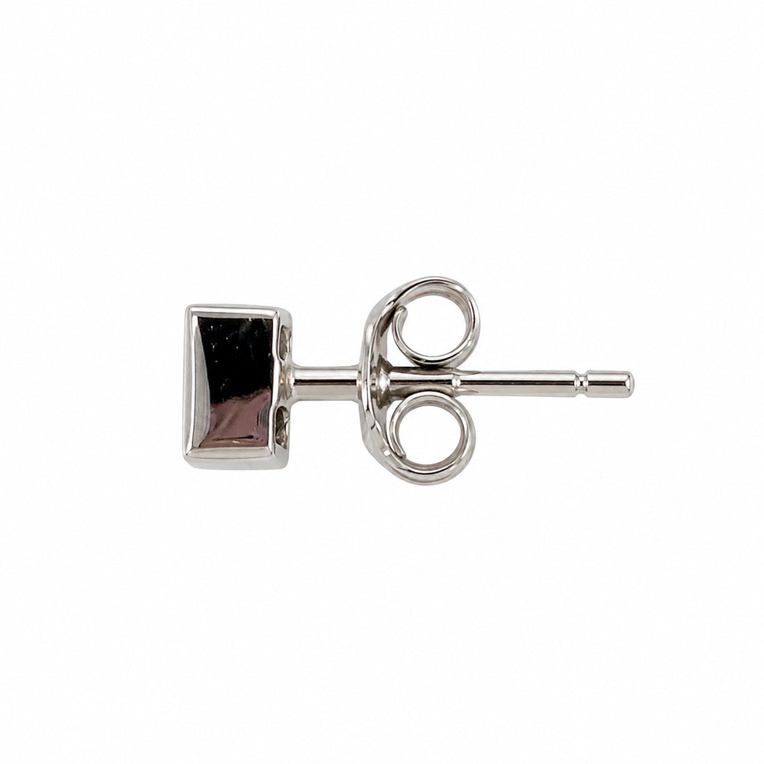 9ct White Gold Square Sapphire Rubover Set Stud Earrings