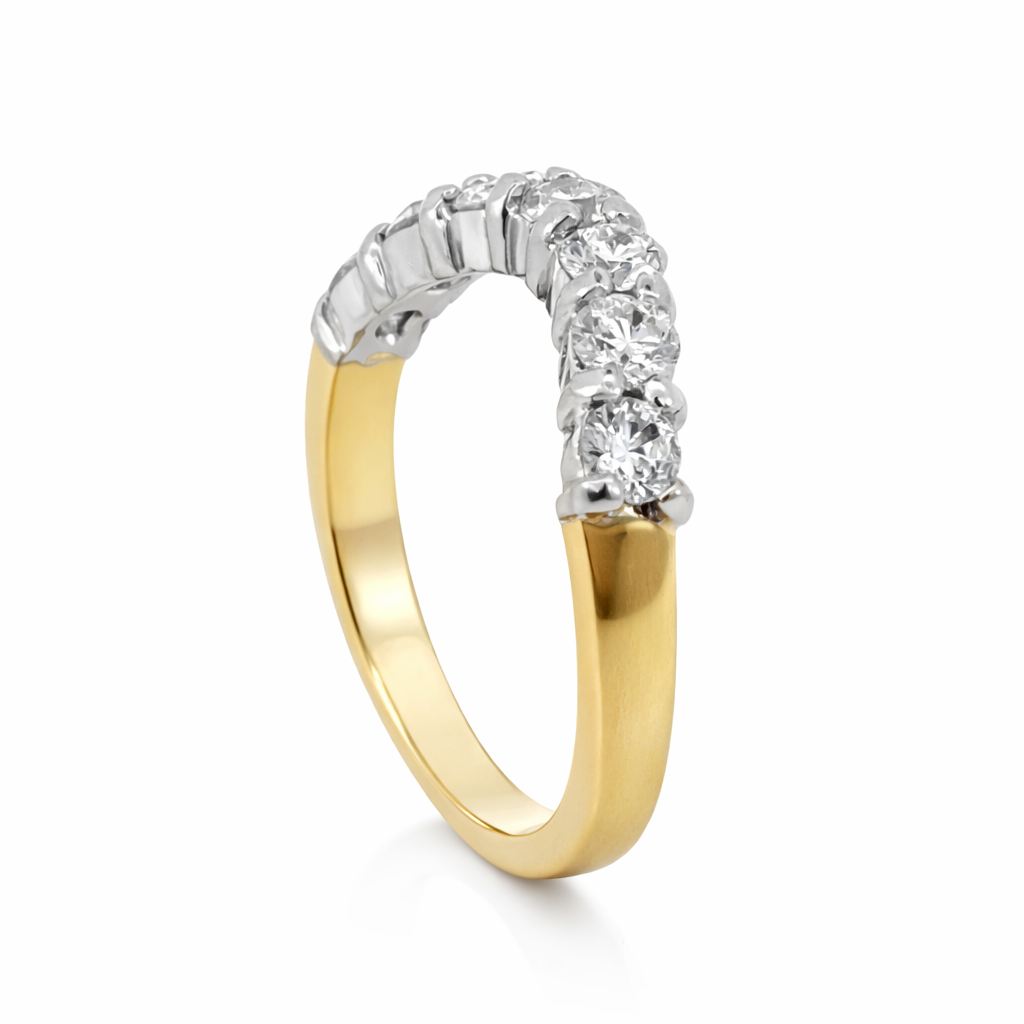 18ct Gold Diamond Curved Band