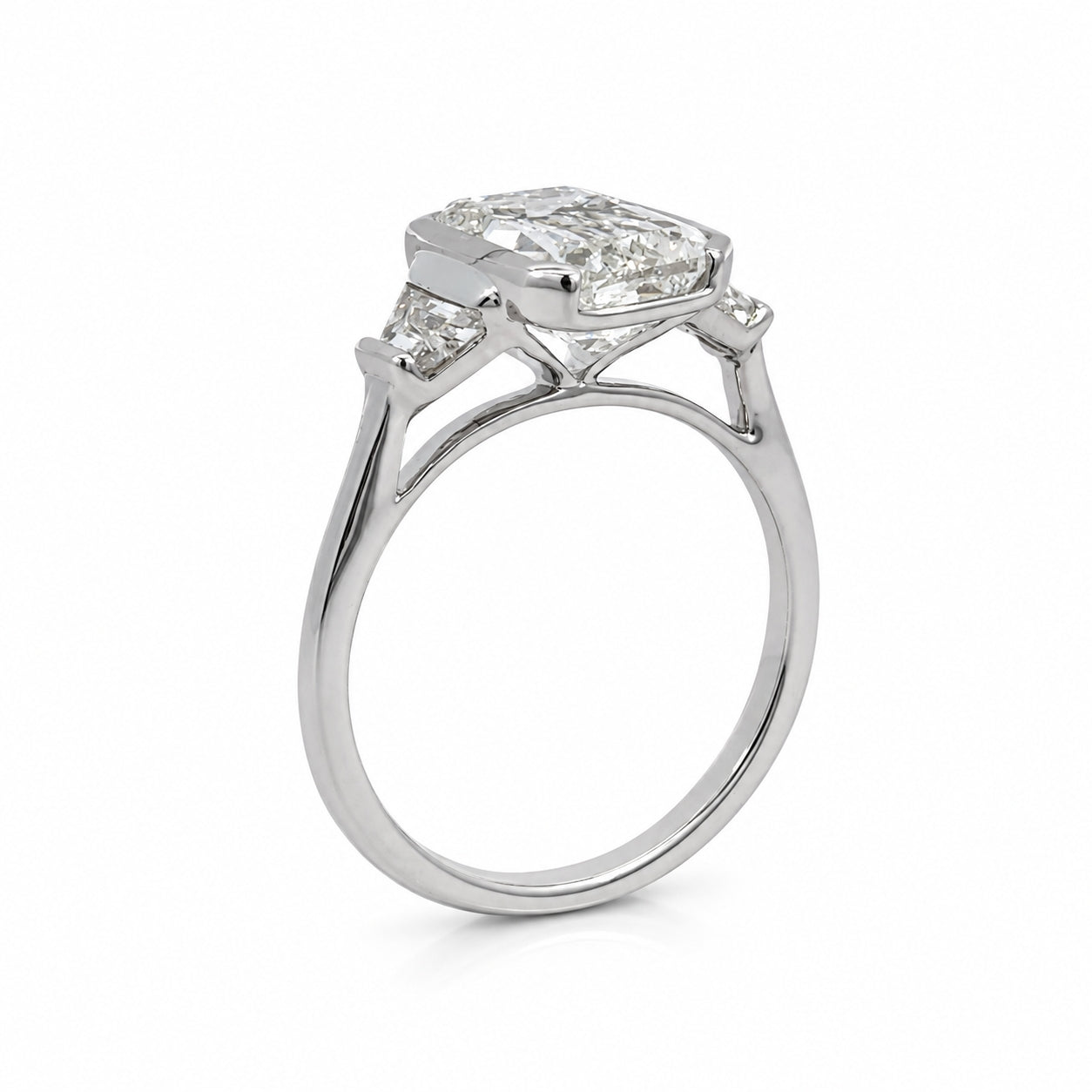 Lab-Grown Diamond Crisscut Emerald &amp; Trapezoid Three-Stone Ring