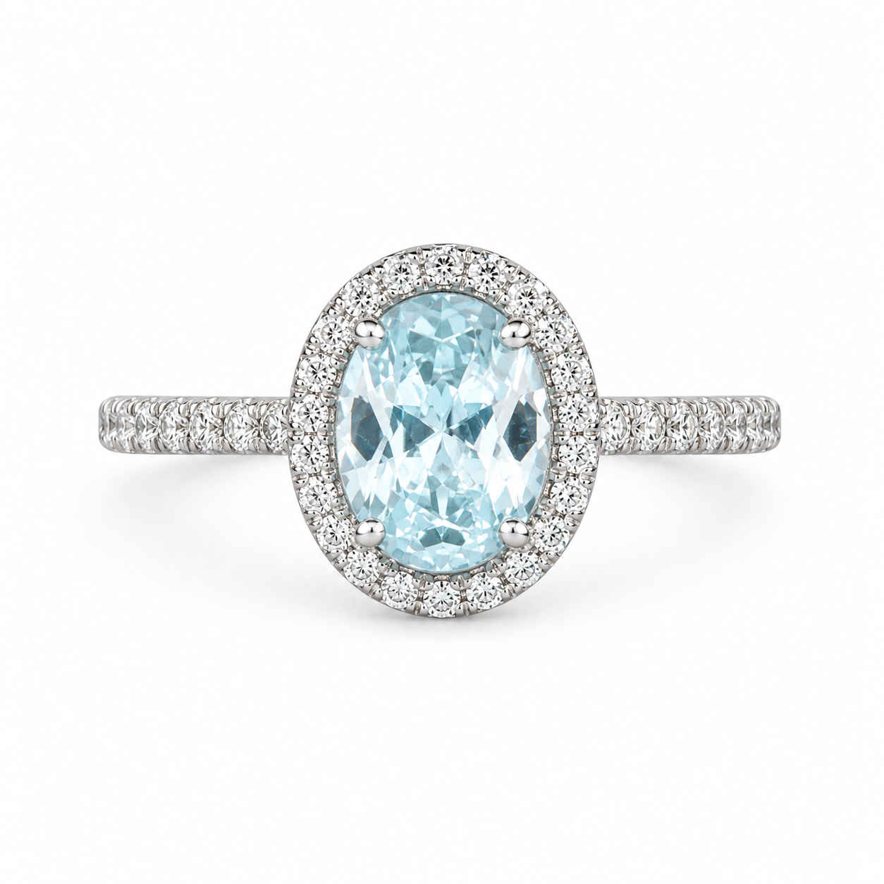925 Silver Oval CZ Halo Ring