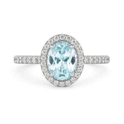 925 Silver Oval CZ Halo Ring