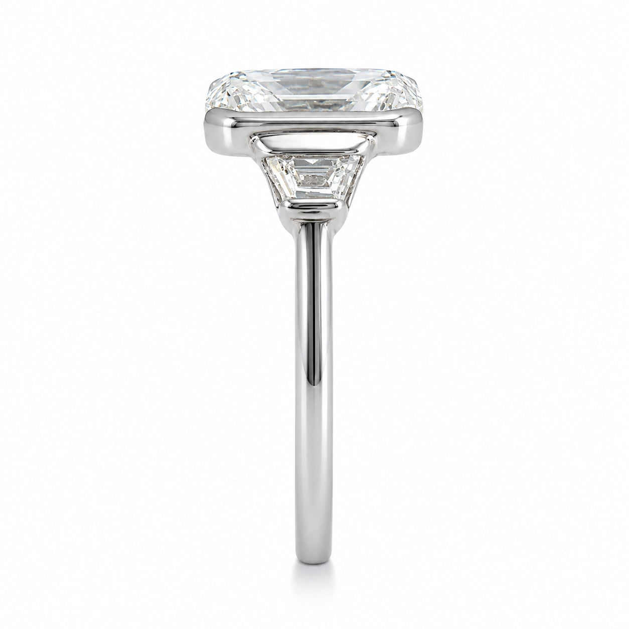 Lab-Grown Diamond Crisscut Emerald &amp; Trapezoid Three-Stone Ring