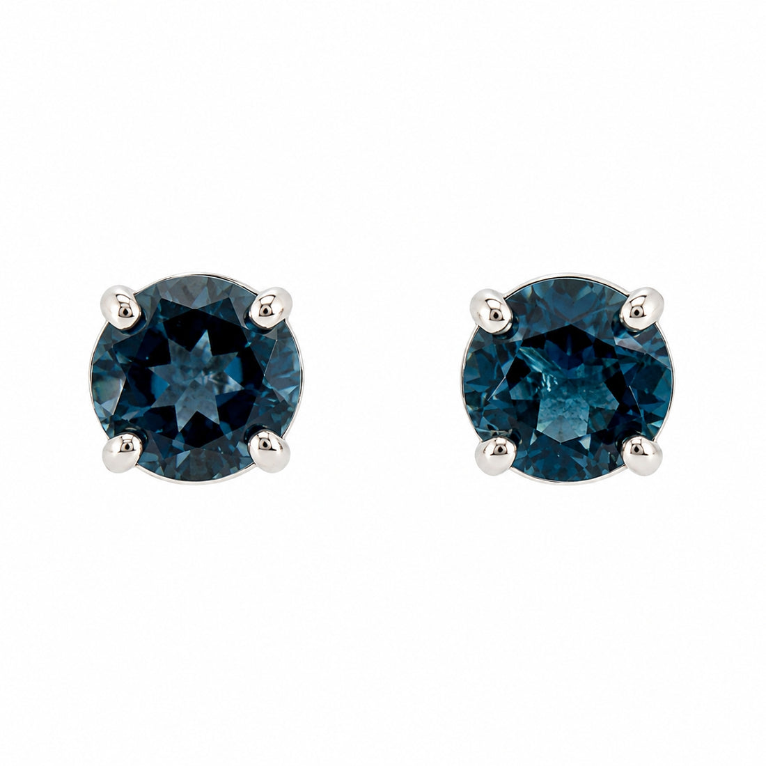 9ct White Gold 5mm Round Sapphire Claw Set Stud Earrings