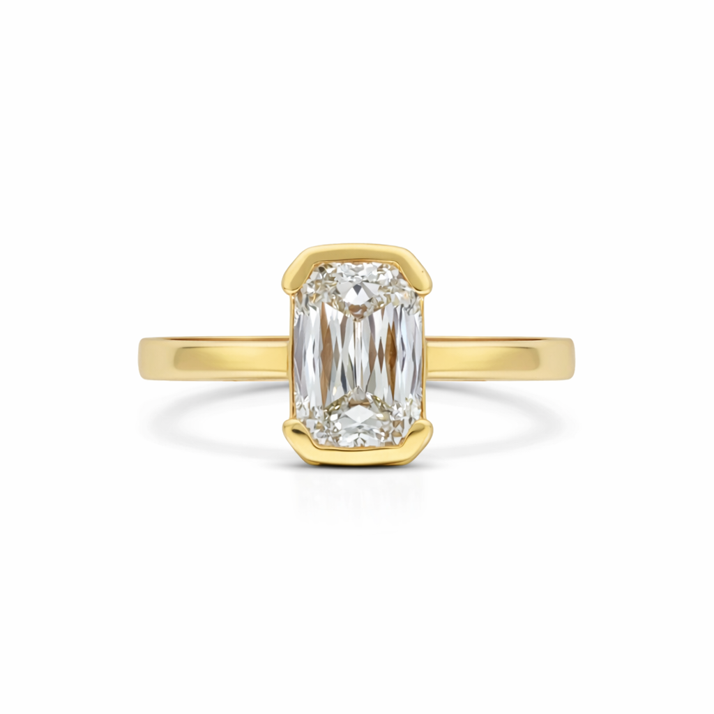 Lab-Grown Criss Cut Emerald Diamond Ring – 2.57ct | 18ct Yellow Gold
